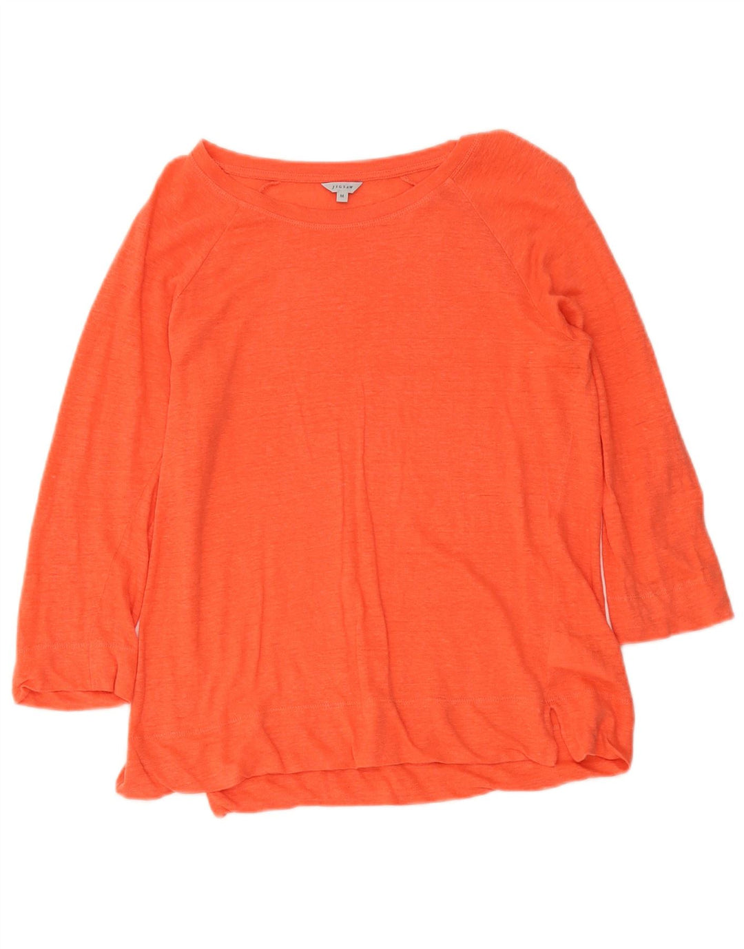 Jigsaw Haut pour Femme Manches 3/4 UK 12 Lin Orange Moyen