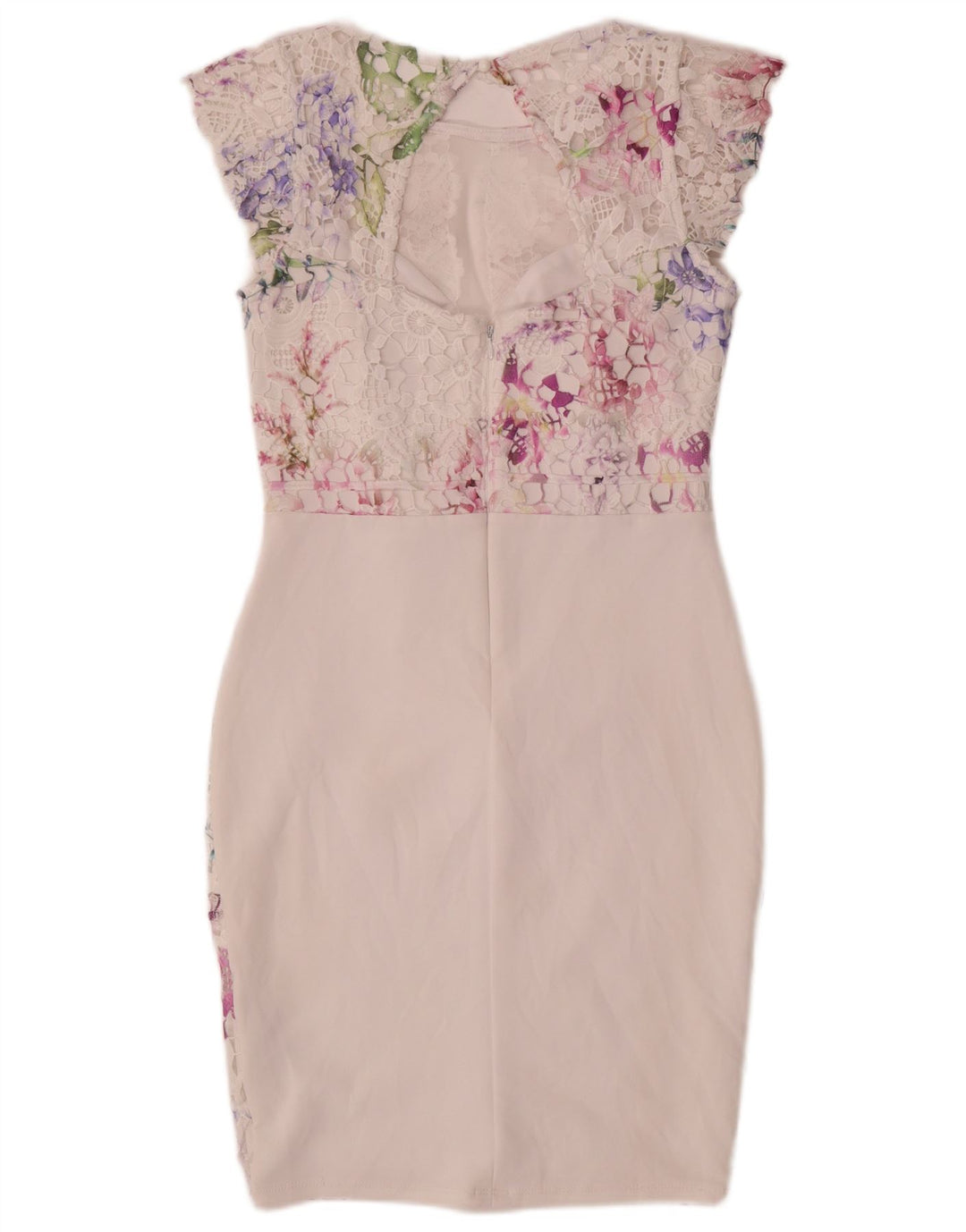 Lipsy Womens Lace Sheath Dress UK 12 Medium White Floral Polyester