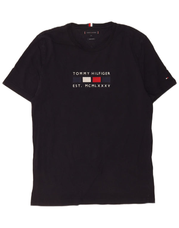 Tommy Hilfiger Camiseta gráfica para hombre Top XL Azul marino Algodón