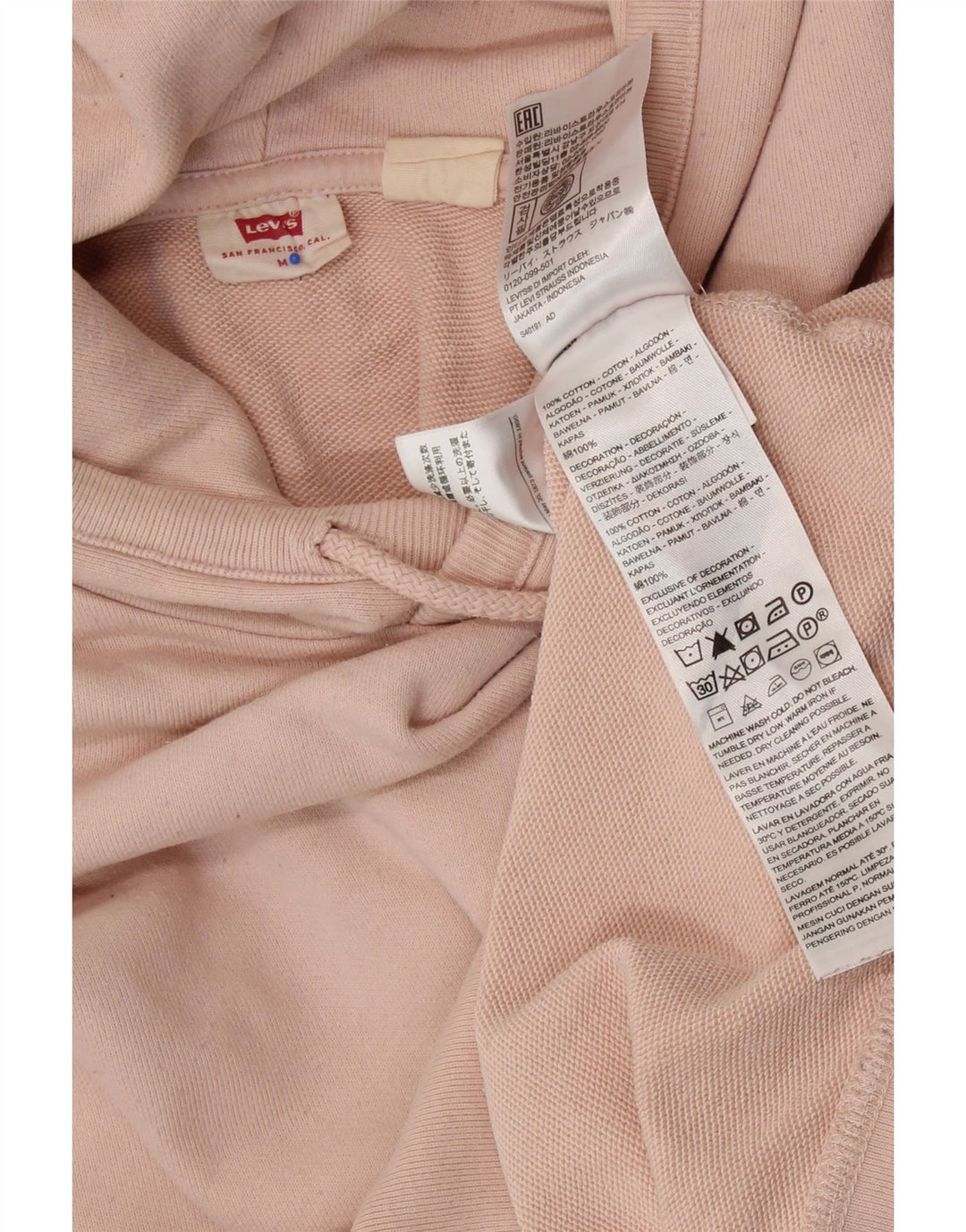 LEVI'S Oversized hættetrøjetrøje til kvinder UK 14 Medium Pink Bomuld