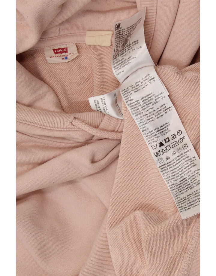 LEVI'S Oversized hættetrøjetrøje til kvinder UK 14 Medium Pink Bomuld