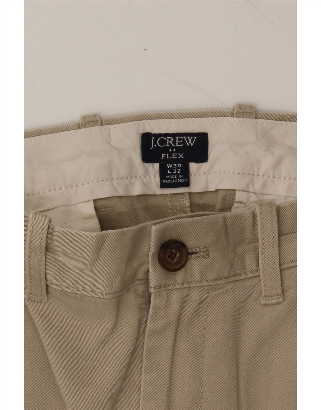 J. CREW Mens Flex Slim Chino Trousers W30 L32 Beige Cotton Vintage J. Crew and Second-Hand J. Crew from Messina Hembry 