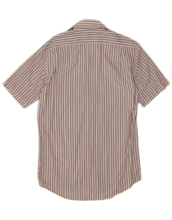 Lacoste Kortærmet Herreskjorte Størrelse 38 Medium Pink Stribet Bomuld