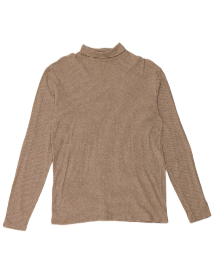 J. CREW Dame Rullehalstrøje UK 14 Medium Beige Bomuld