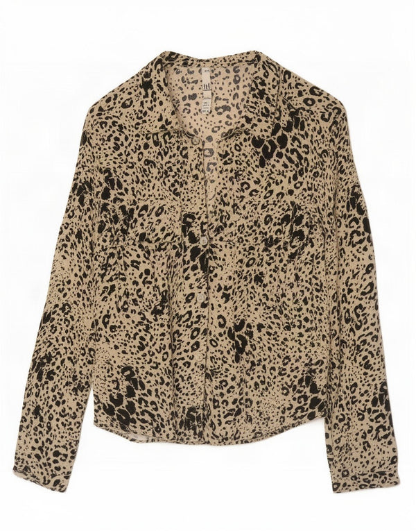 Zara γυναικείο πουκάμισο Trafaluc μπλούζα UK 10 Small Beimal print Viscose