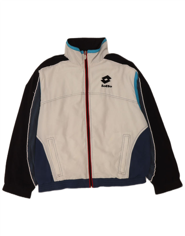 LOTTO Mens Tracksuit Top Jacket UK 36/38 Small White Colourblock Polyester