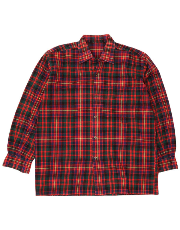 Camicia vintage da uomo in flanella a quadri rossi medi