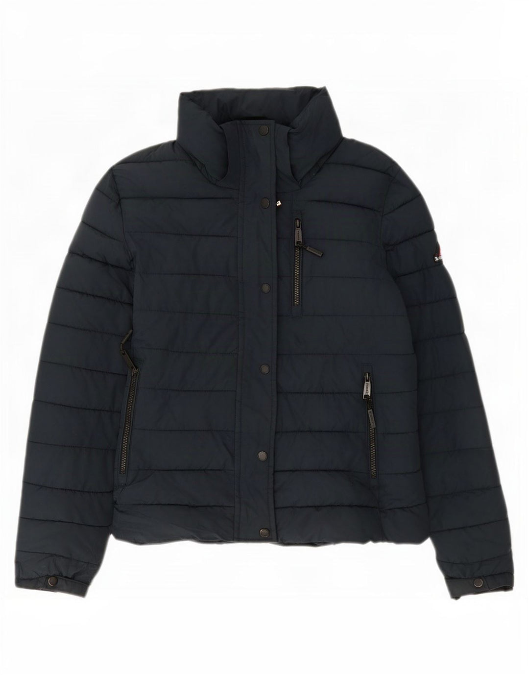 Jaqueta acolchoada feminina Superdry UK 10 poliéster azul marinho pequeno