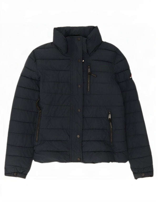 Jaqueta acolchoada feminina Superdry UK 10 poliéster azul marinho pequeno