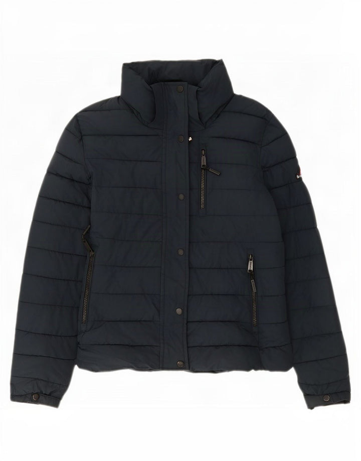 Jaqueta acolchoada feminina Superdry UK 10 poliéster azul marinho pequeno