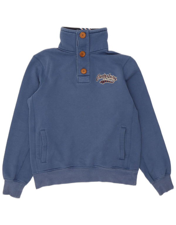 Canterbury Herre Button Neck Sweatshirt Jumper Medium Blue Bomuld