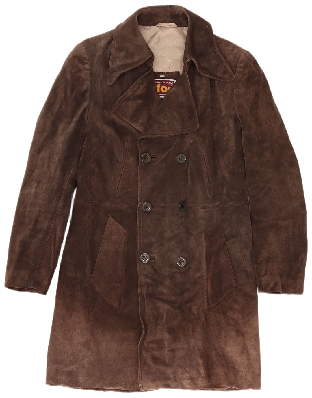 Мужское замшевое двубортное пальто Anfor IT 48 Medium Brown Leather