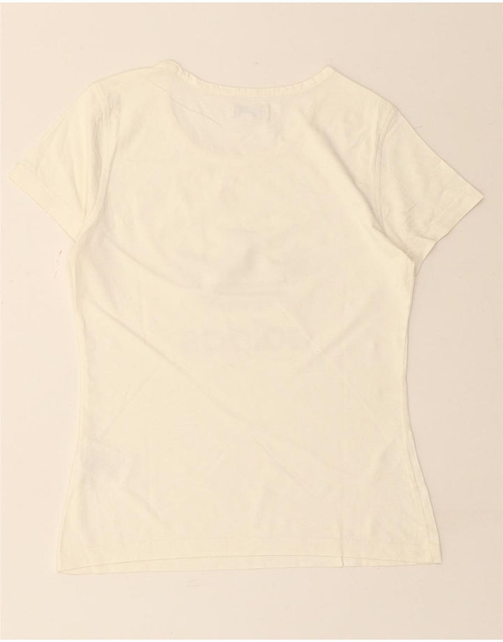 ADIDAS Grafisk T-shirt top til kvinder IT 42 Medium hvid bomuld