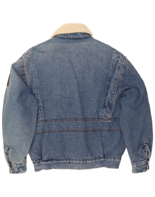 Mash Mens Sherpa Denim Flight Aviator Jacket IT 48/50 Medium Blue