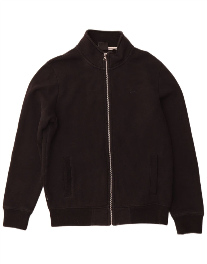 SUPERDRY Mens Tracksuit Top Jacket Large Black Cotton
