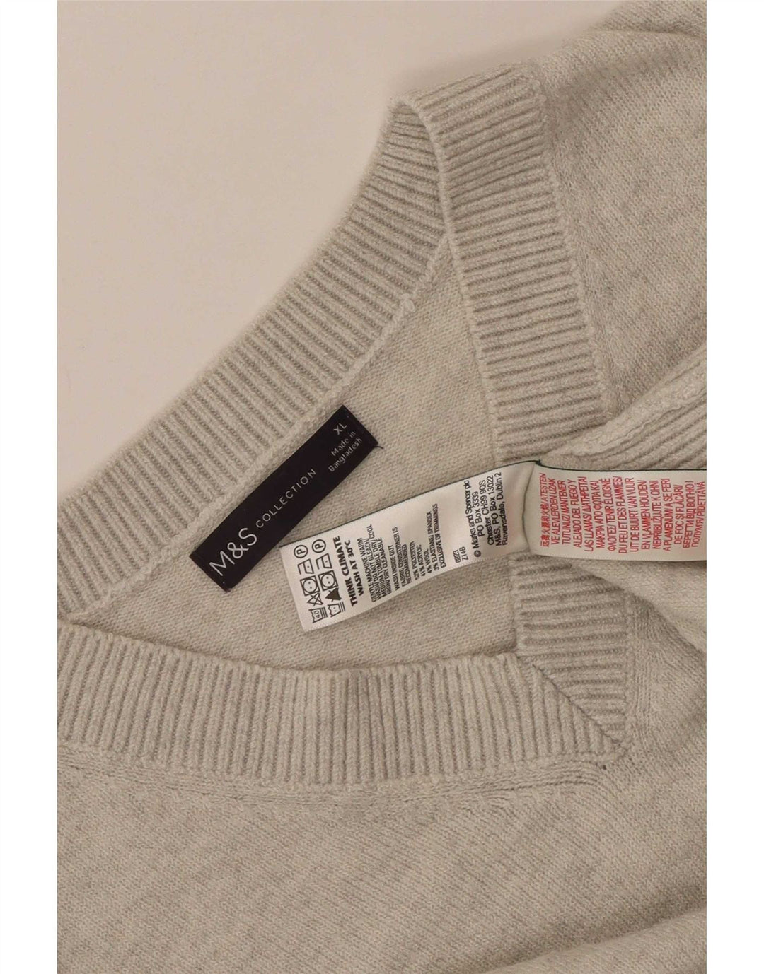 Marks & Spencer Maglione da uomo con scollo a V XL Grigio Poliestere