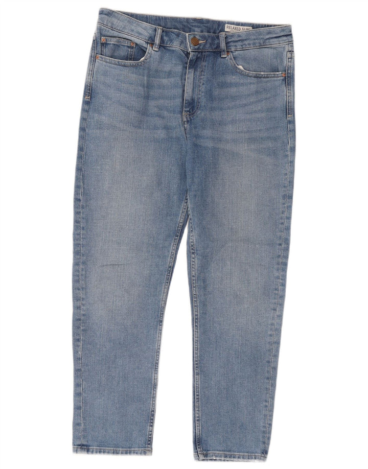 Marks & Spencer Womens Relaxed Fit Slim Jeans UK 12 Medium W32 L26 Blue