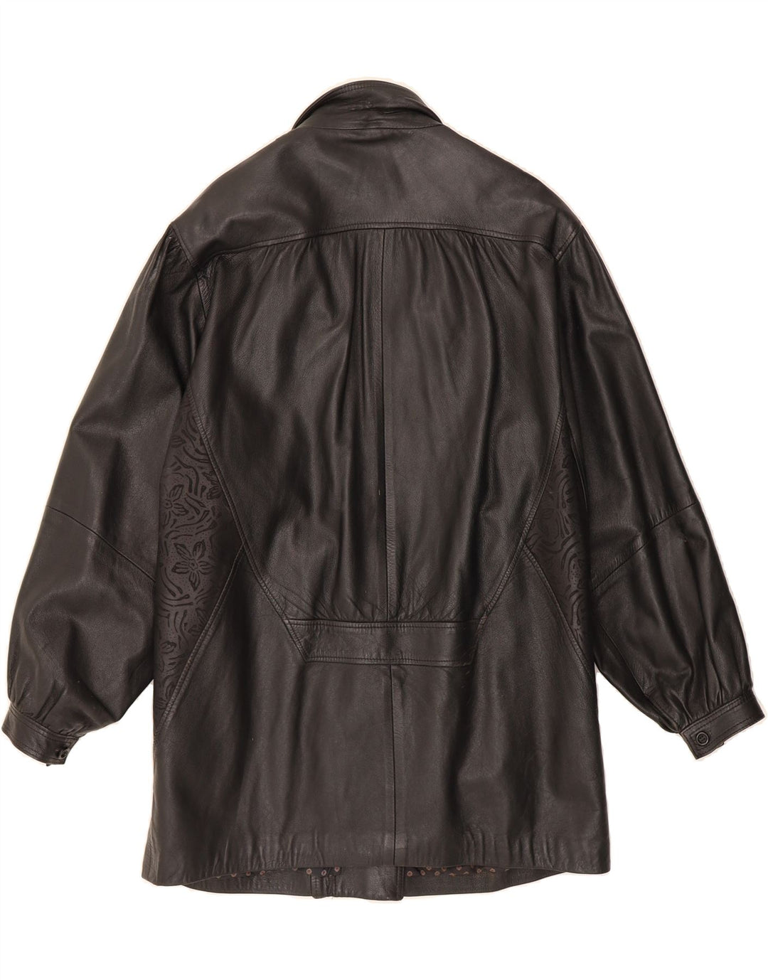 WALLACE SACKS Womens Leather Coat UK 16 Large  Black Leather Vintage Wallace Sacks and Second-Hand Wallace Sacks from Messina Hembry 
