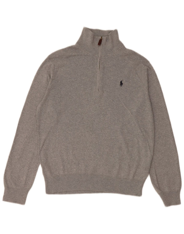 Polo Ralph Lauren Mens Zip Neck Jumper Sweater Small Grey Cotton
