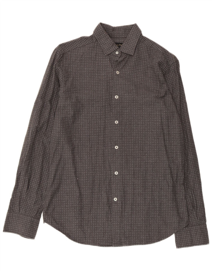 Massimo Dutti Mens Shirt Medium Grey Geometric Cotton