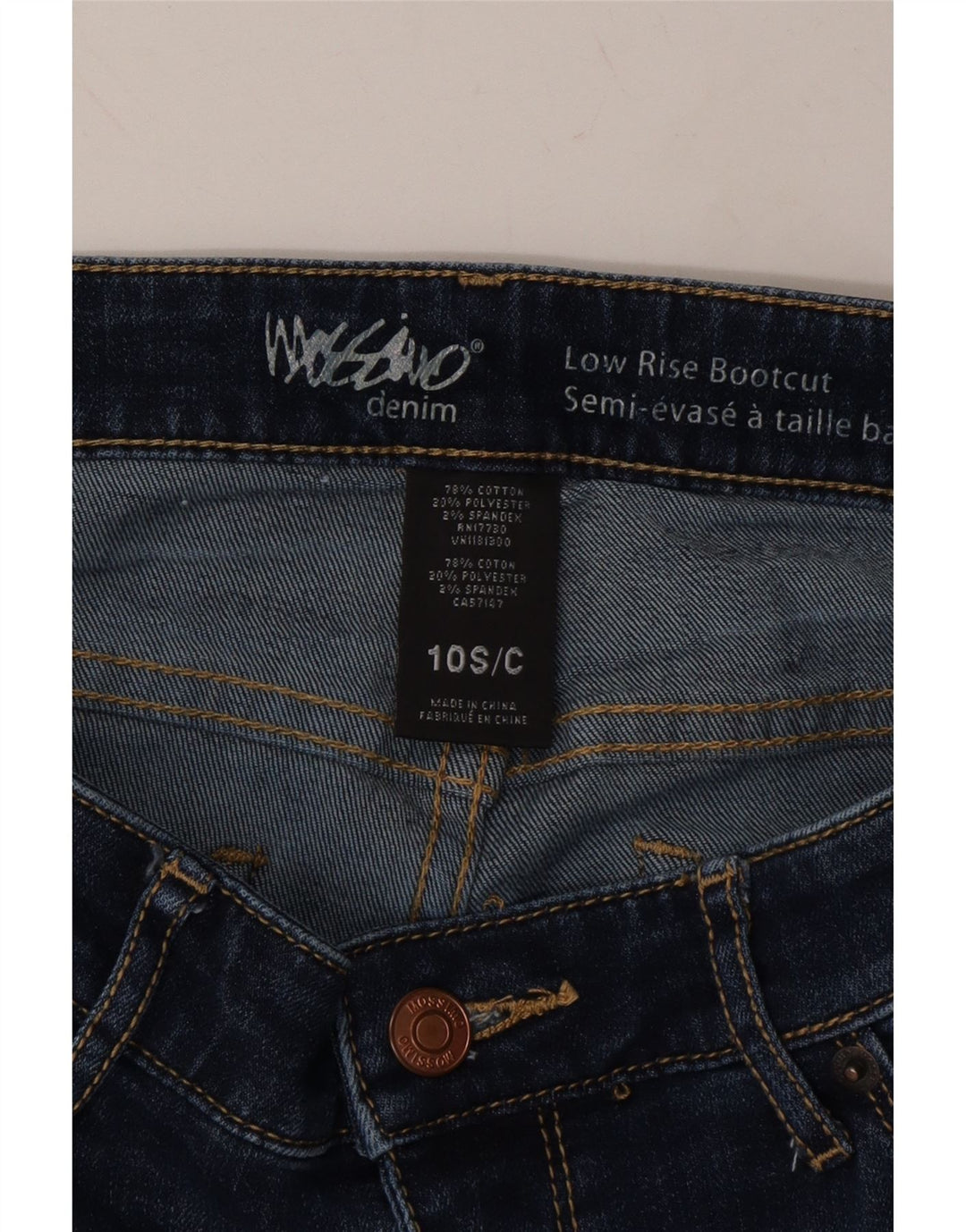 MOSSIMO Womens Low Waist Bootcut Jeans US 10 Large W32 L30 Blue Cotton Vintage Mossimo and Second-Hand Mossimo from Messina Hembry 