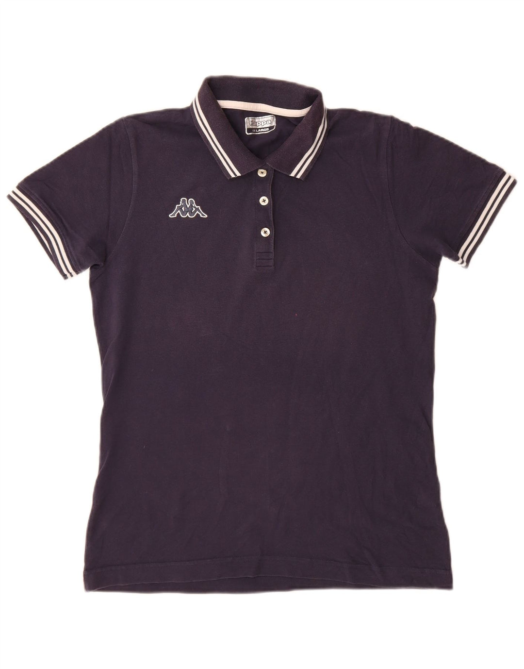 Kappa Womens Slim Polo Shirt 2XL Navy Blue Striped