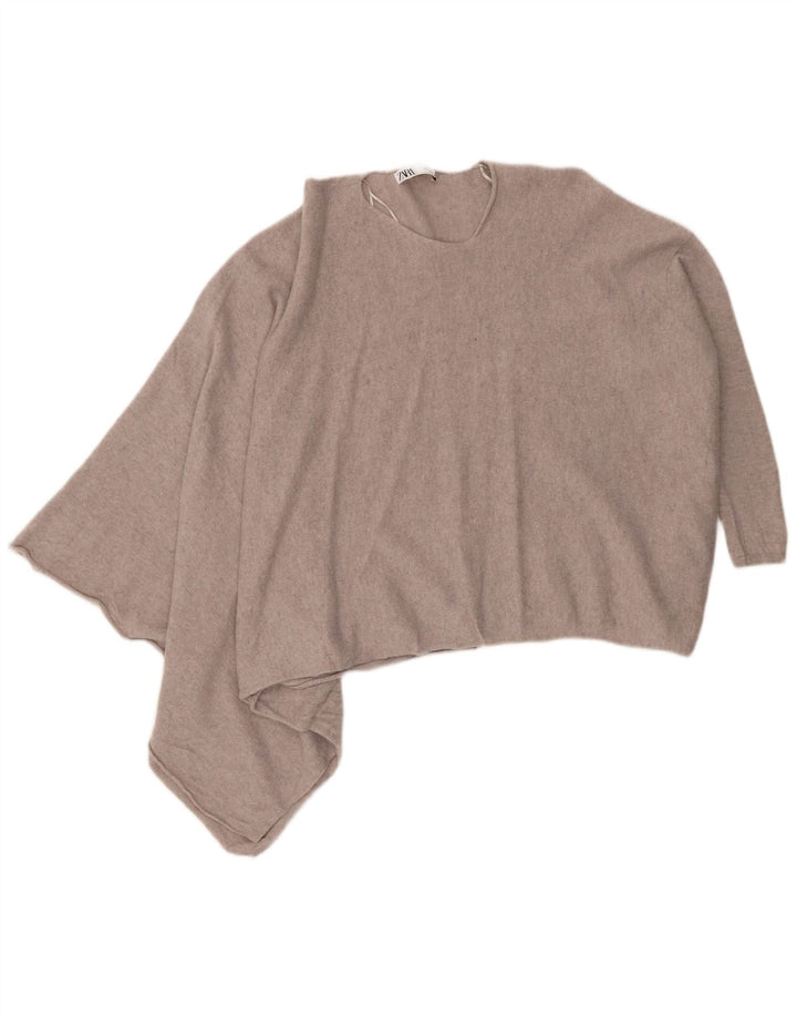 Zara Womens Asymmetric Crew Neck Jumper Sweater UK 14 Medium Grey