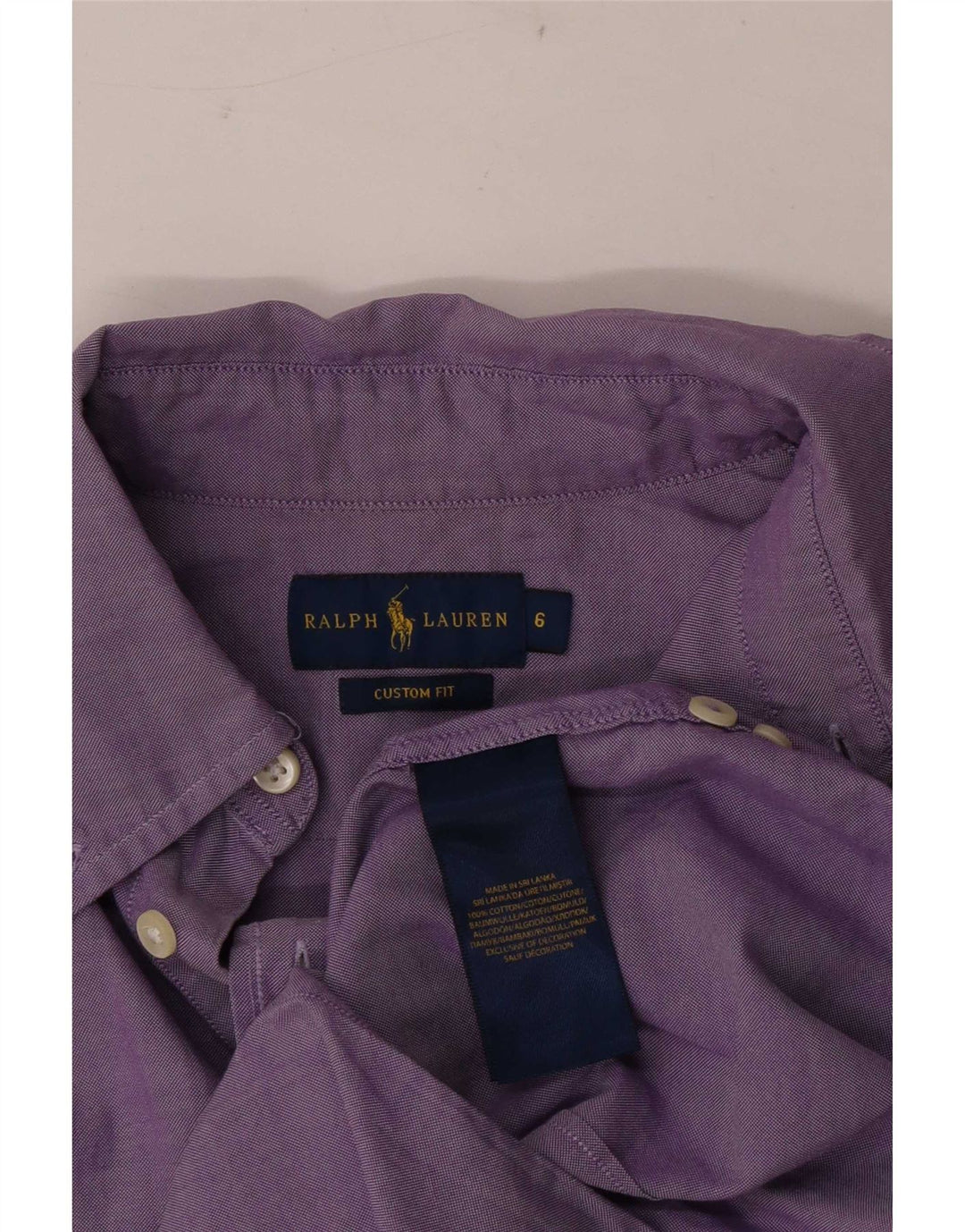 Ralph Lauren Mens Custom Fit Shirt US 6 Medium Purple Cotton