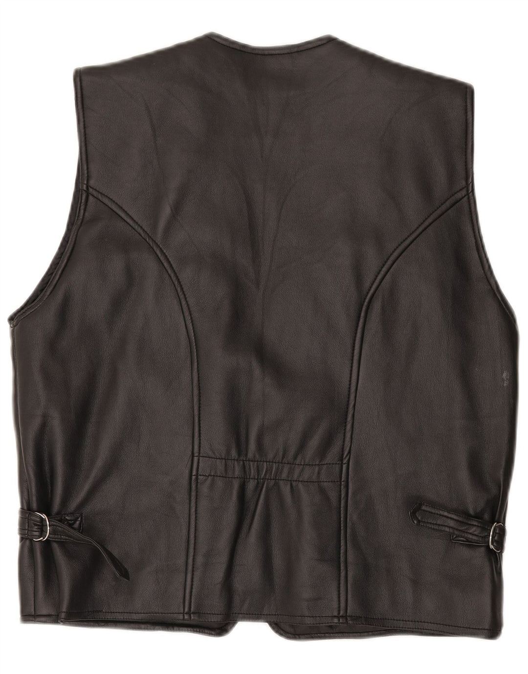 Vintage Womens Leather Gilet UK 16 Large Black