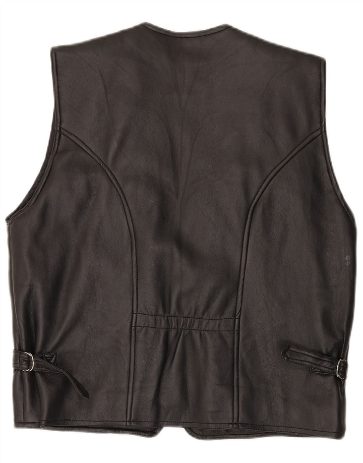 Vintage Womens Leather Gilet UK 16 Large Black
