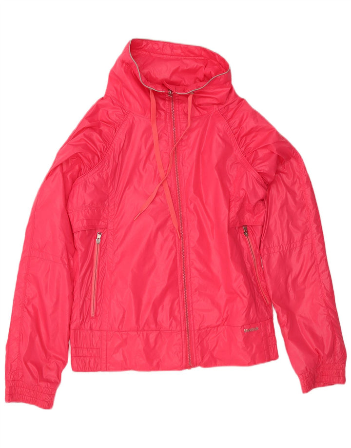 REEBOK Womens Tracksuit Top Jacket UK 14 Medium Pink Polyester