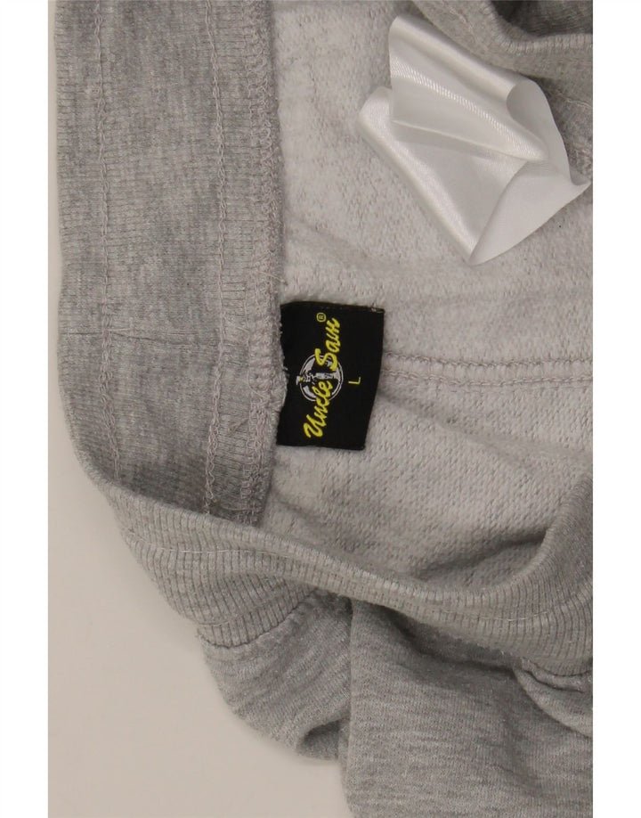 Uncle Sam Mens Graphic Tracksuit Trousers Joggers Large Grey Flecked