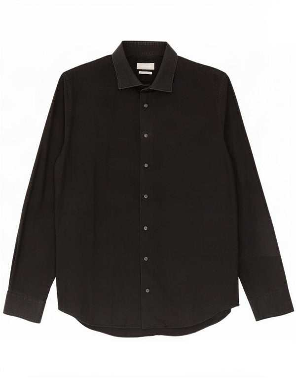 Michael Kors Camicia da uomo vestibilità regolare taglia 16 41 Large Black Cotton Classic