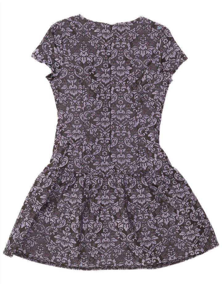 Monsoon Womens A-Line Dress UK 10 Small Grey Paisley Polyester