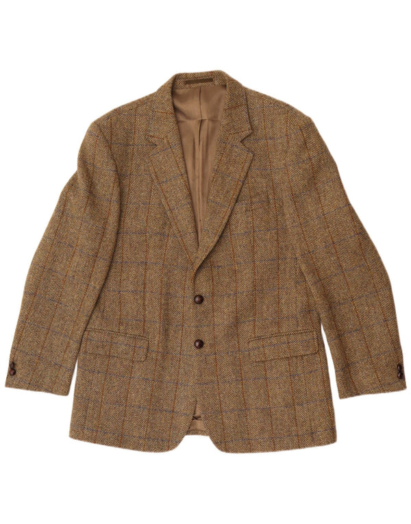 Jachetă pentru bărbați Harris Tweed cu paragate UK 42 XL Kaki Herringbone