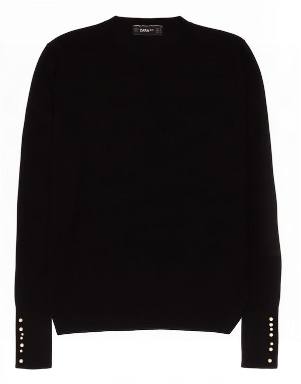 Maglione maglione girocollo da donna Zara UK 12 medio nero