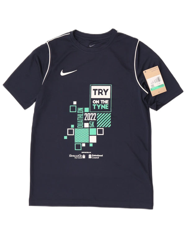 Camiseta Nike Boys Dri Fit Graphic Top 13-14 Anos XL Azul Marinho Poliéster