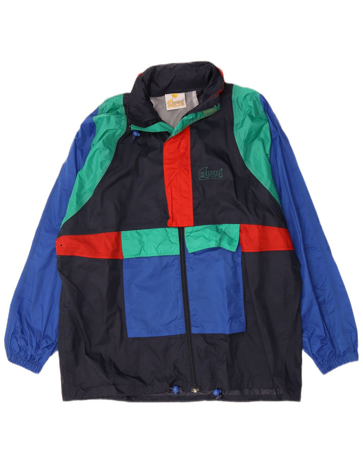 Anuy Regnjakke til mænd UK 40 Large Navy Blue Colourblock Nylon