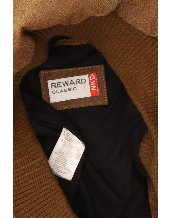 Мужской замшевый бомбер Reward UK 40, большая коричневая кожаная куртка