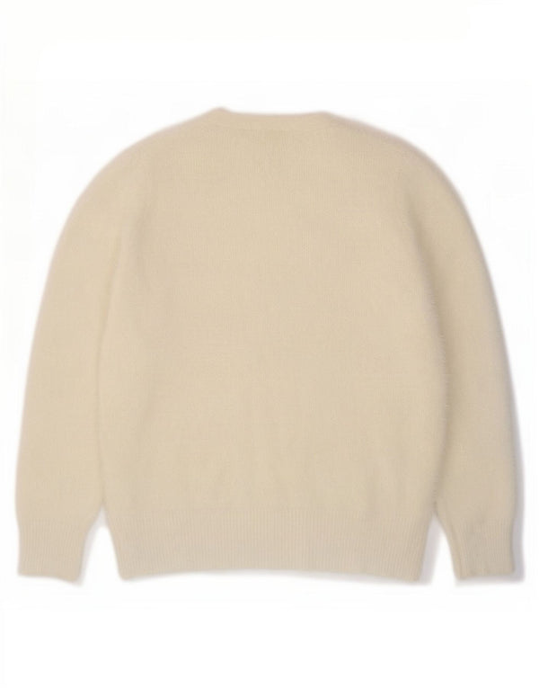 Marks & Spencer Womens V-Neck Jumper Sweater UK 16 Large Off White