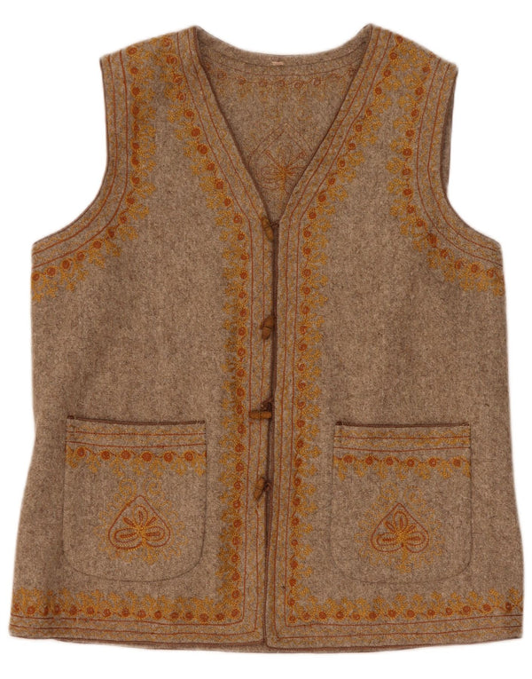 vintage Mens Duffle Gilet UK 36 Petit Beige Floral