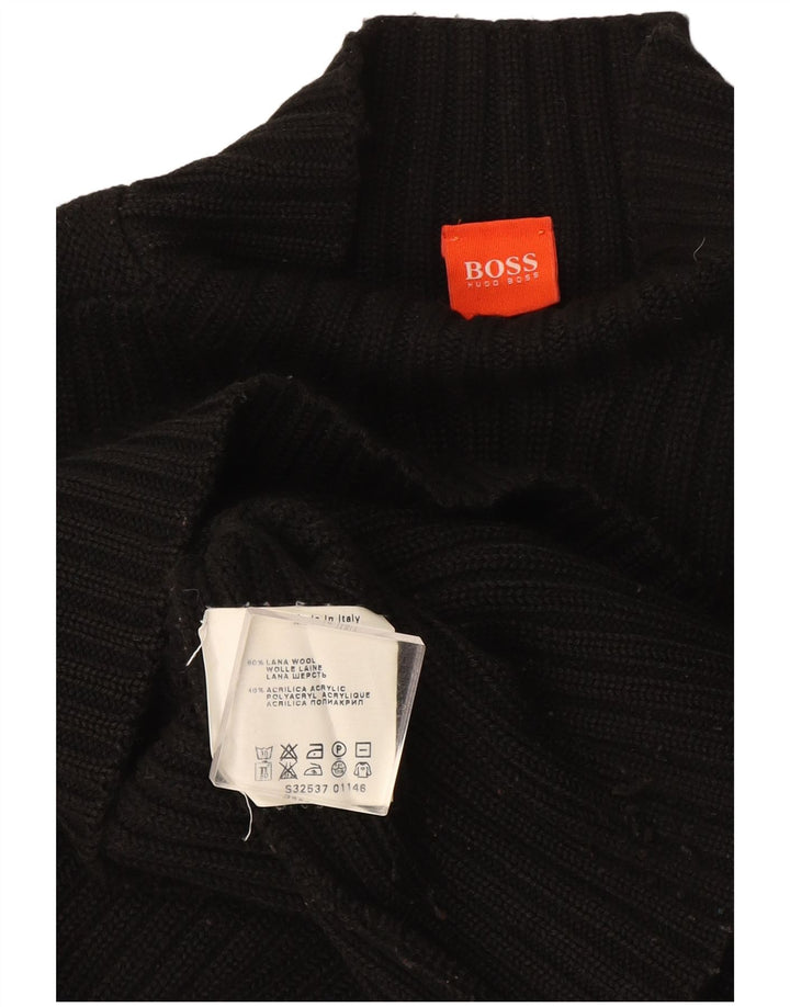 Hugo Boss Maglione da uomo con collo alto e maglione grande in lana nera