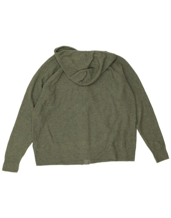 Marks & Spencer Womens Hooded Cardigan Sweater UK 14 Medium Green Polyester