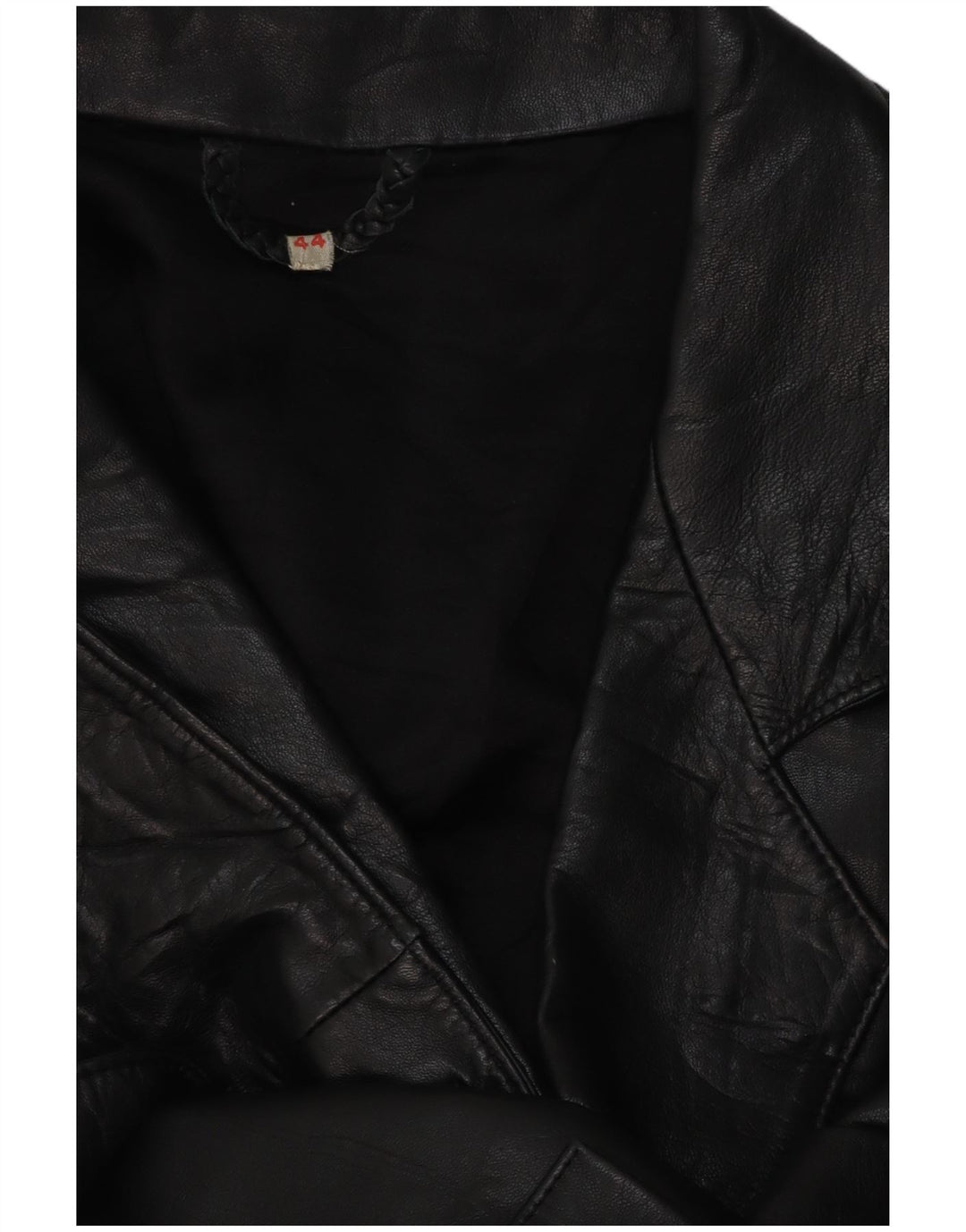 VINTAGE Womens Double Breasted Leather Blazer Jacket EU 44 XL Black