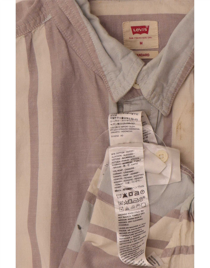 Levi's Mens Standard Short Sleeve Shirt Medium Grey Striped Cotton