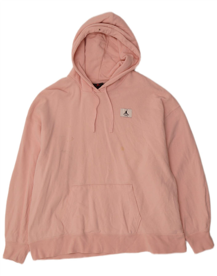 Jordan Mens Oversized Hoodie Jumper Medium Pink Cotton