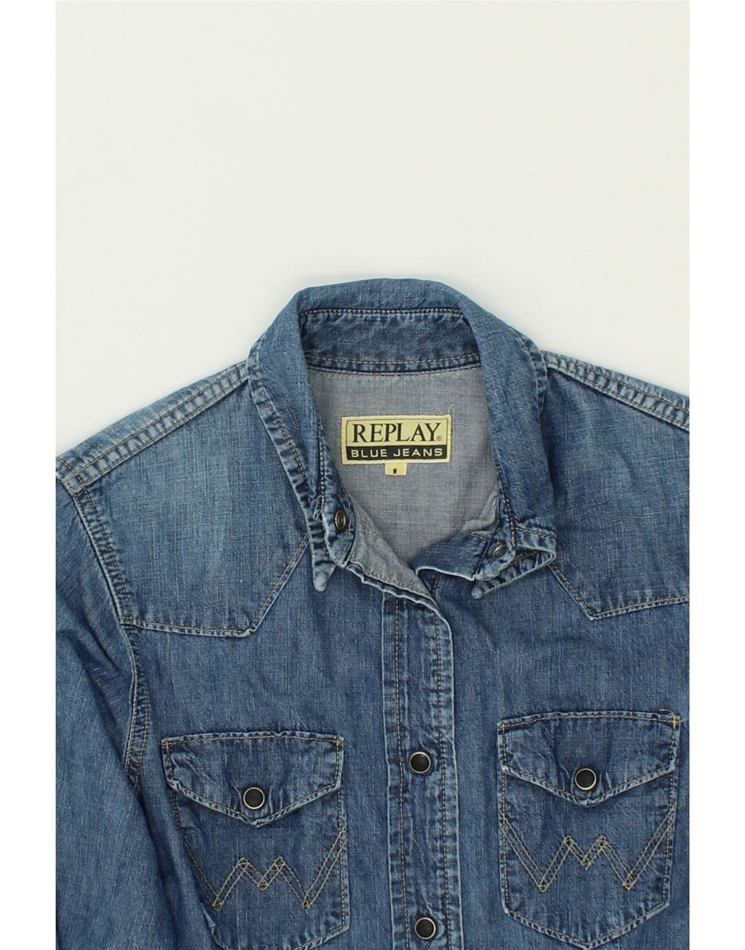 REPLAY Womens Denim Shirt UK 10 Small Blue Cotton Vintage Replay and Second-Hand Replay from Messina Hembry 