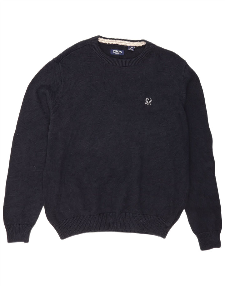 Chaps Mens Boat Neck Jumper Sweater XL Navy Blue Cotton