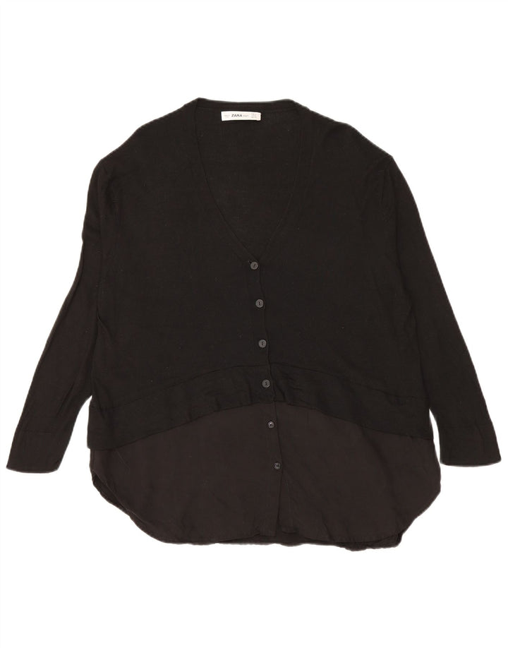 Zara Womens Longline Cardigan Sweater UK 14 Medium Black