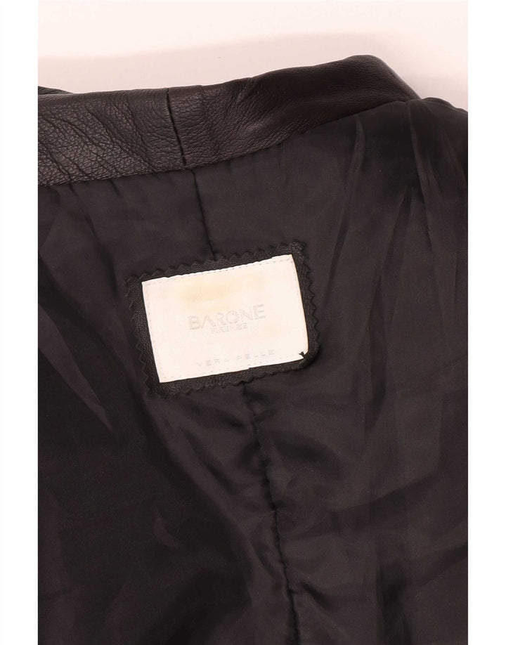 Casaco de couro masculino Barone UK 36 pequeno preto